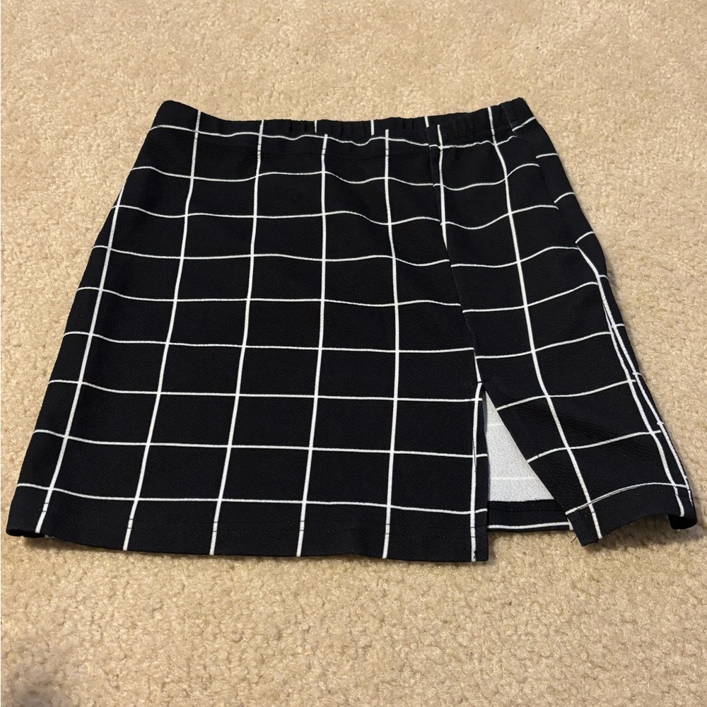 SHEIN Black and White Grid Mini Skirt